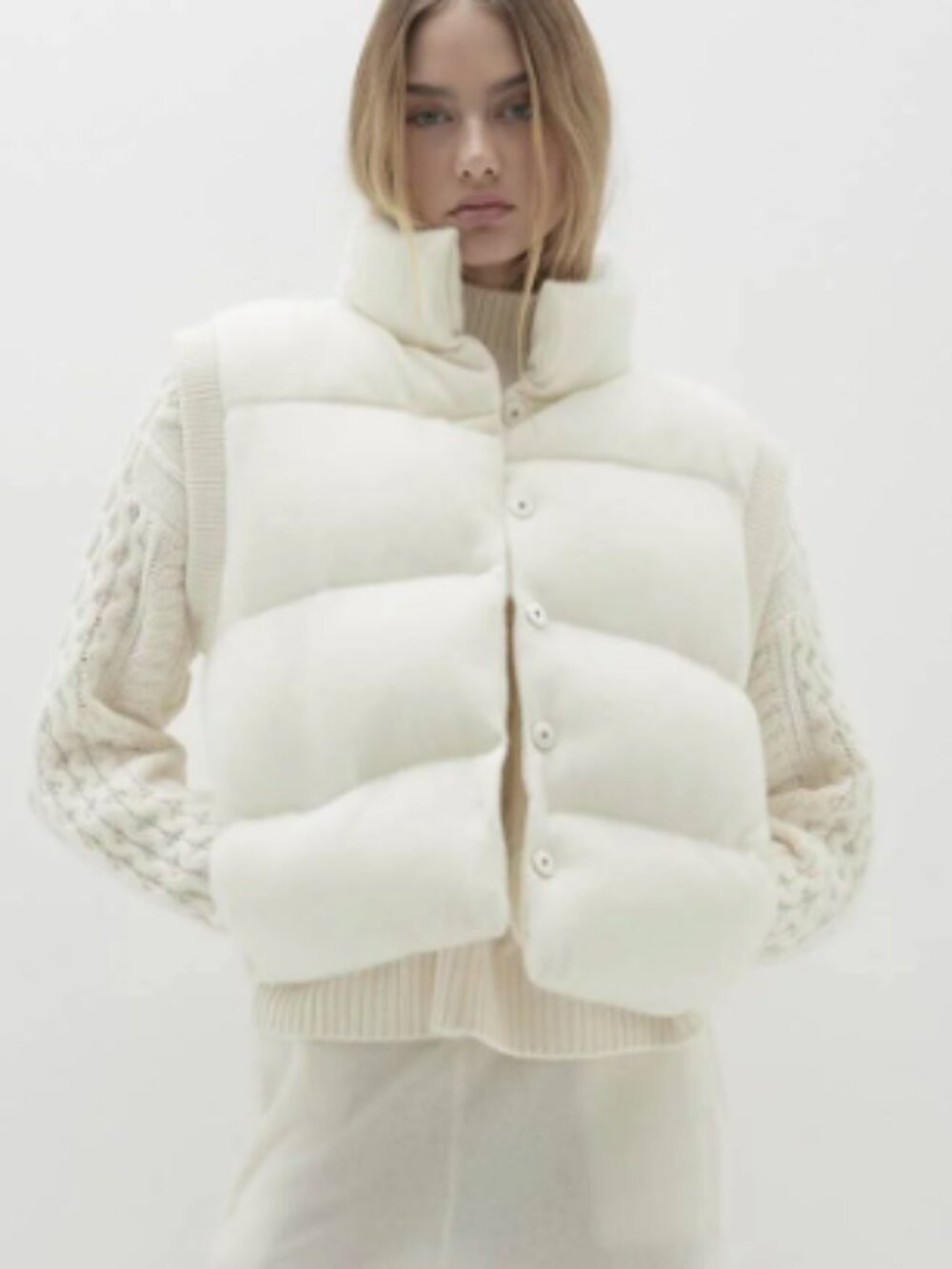 NakedCashmere Ellie Puffer Vest in Ecru - Women's Size Medium (N20487) NWT